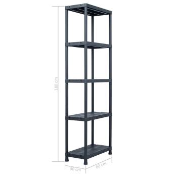 Lagerregale 5 Stk. Schwarz 125 kg 60 x 30 x 180 cm Kunststoff