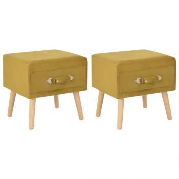 ARDEBO.de - Nachttische 2 Stk. Senfgelb 40 x 35 x 40 cm Samt