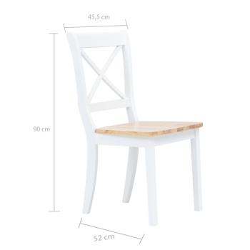 5-tlg. Essgruppe Gummiholz Massiv Weiß und Braun