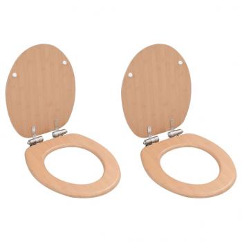 ARDEBO.de - Toilettensitze 2 Stk. mit Soft-Close-Deckel MDF Bambus-Design