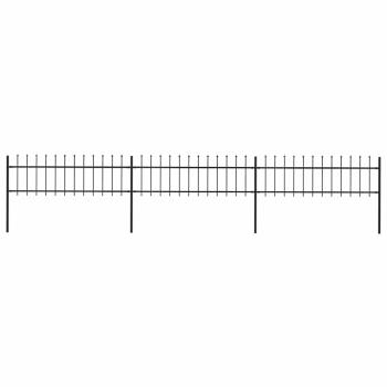 Gartenzaun mit Speerspitzen Stahl 5,1 x 0,6 m Schwarz