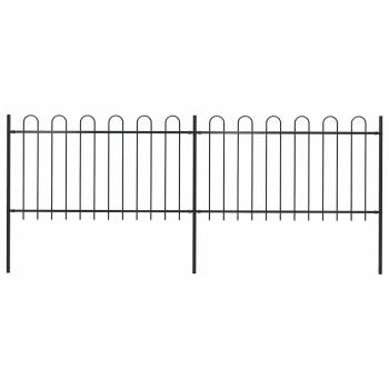 Gartenzaun mit Bügel-Design Stahl 3,4 x 1 m Schwarz