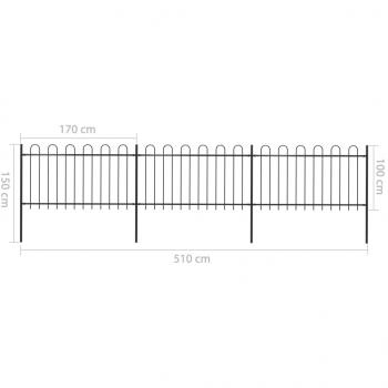 Gartenzaun mit Bügel-Design Stahl 5,1 x 1 m Schwarz