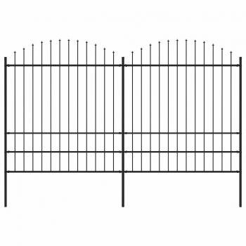 ARDEBO.de - Gartenzaun mit Speerspitzen Stahl (1,75 - 2) x 3,4 m Schwarz