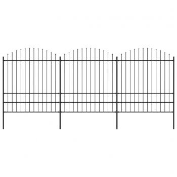 ARDEBO.de - Gartenzaun mit Speerspitzen Stahl (1,75 - 2) x 5,1 m Schwarz