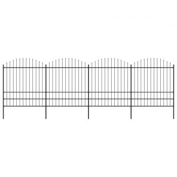 ARDEBO.de - Gartenzaun mit Speerspitzen Stahl (1,75 - 2) x 6,8 m Schwarz