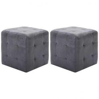ARDEBO.de - Pouf 2 Stk. Grau 30x30x30 cm Wildleder-Optik