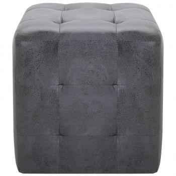 Pouf 2 Stk. Grau 30x30x30 cm Wildleder-Optik