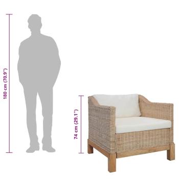 2-tlg. Sofagarnitur mit Kissen Natur Rattan