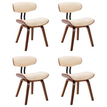 Esszimmerstühle 4 Stk. Creme Bugholz und Kunstleder 