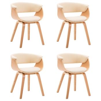 Esszimmerstühle 4 Stk. Creme Bugholz und Kunstleder