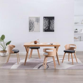 ARDEBO.de - Esszimmerstühle 4 Stk. Schwarz Bugholz und Kunstleder