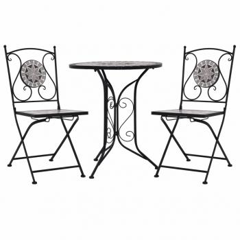 ARDEBO.de - 3-tlg. Bistro-Set Mosaik Keramik Grau