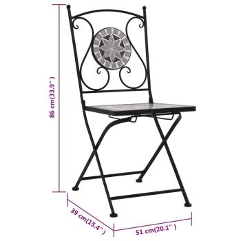 3-tlg. Bistro-Set Mosaik Keramik Grau