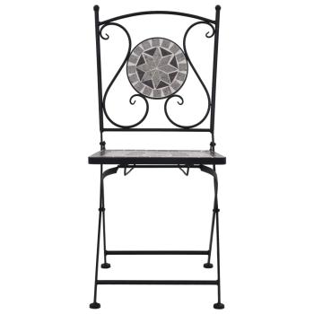 3-tlg. Bistro-Set Mosaik Keramik Grau