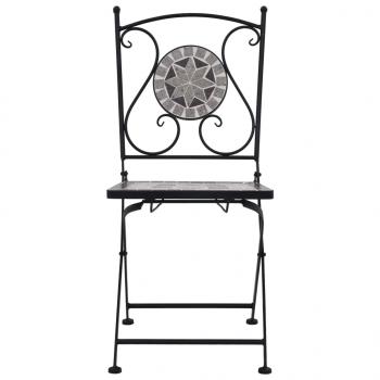 3-tlg. Bistro-Set Mosaik Keramik Grau