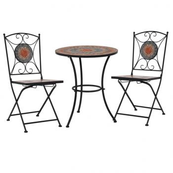 ARDEBO.de - 3-tlg. Bistro-Set Mosaik Keramik Orange / Grau 