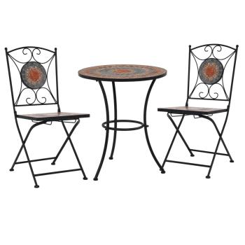 3-tlg. Bistro-Set Mosaik Keramik Orange / Grau 