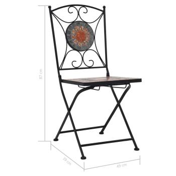 3-tlg. Bistro-Set Mosaik Keramik Orange / Grau 