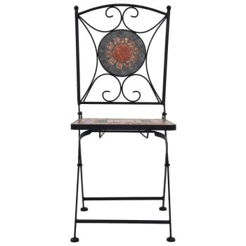 3-tlg. Bistro-Set Mosaik Keramik Orange / Grau 
