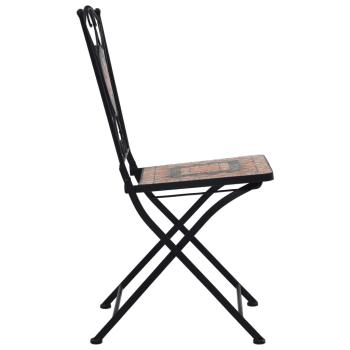 3-tlg. Bistro-Set Mosaik Keramik Orange / Grau 