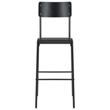 Barhocker 2 Stk. Schwarz Massives Sperrholz Stahl