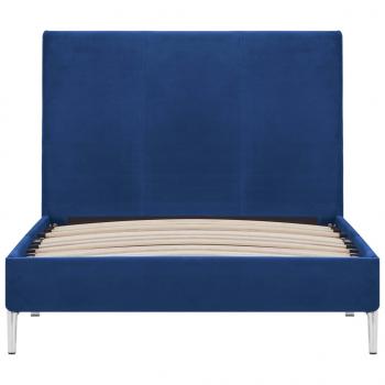 Bettgestell Blau Stoff 90×200 cm