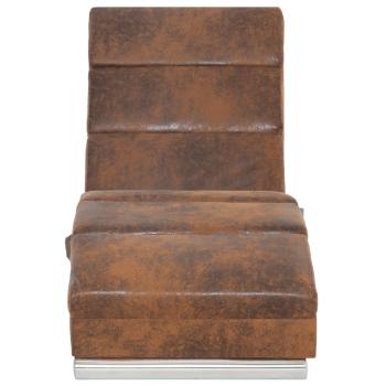Massage Chaiselongue Braun Wildleder-Optik