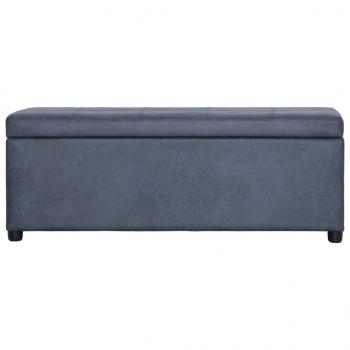 Bank mit Staufach 116 cm Grau Wildleder-Optik