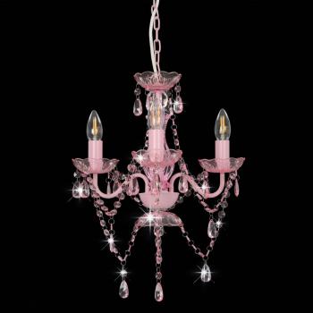Kronleuchter mit Perlen Rosa Rund 3×E14