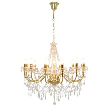 Kronleuchter mit Perlen Golden 12 x E14-Fassungen