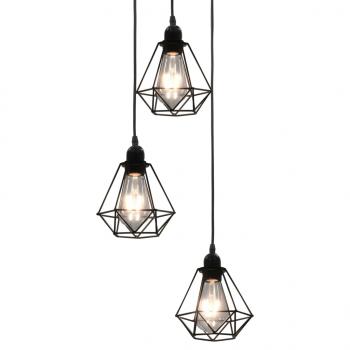 ARDEBO.de - Deckenleuchte mit Diamant-Design Schwarz 3 x E27 Glühbirnen