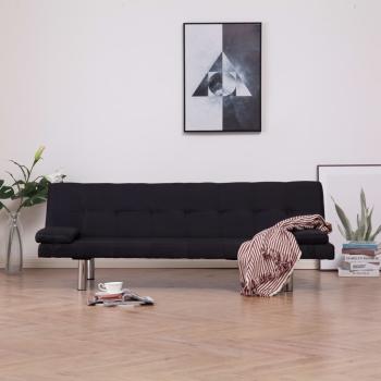 ARDEBO.de - Schlafsofa mit zwei Kissen Schwarz Polyester