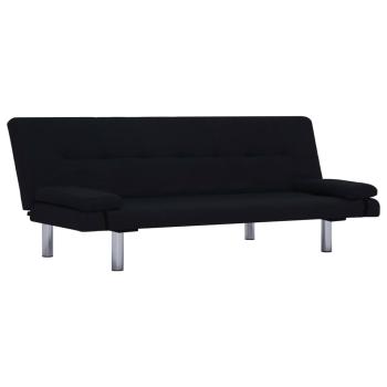 Schlafsofa mit zwei Kissen Schwarz Polyester