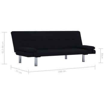 Schlafsofa mit zwei Kissen Schwarz Polyester