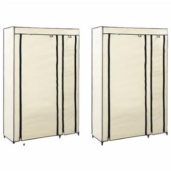Faltschränke 2 Stk. Creme 110x45x175 cm Stoff
