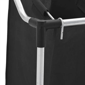 Wäschekorb mit 3 Taschen Schwarz Stahl 