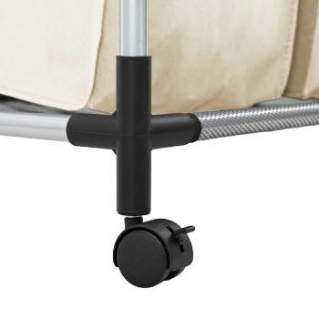 Wäschekorb mit 3 Taschen Creme Stahl 