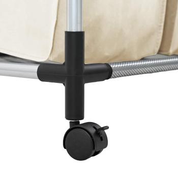 Wäschekorb mit 4 Taschen Creme Stahl 