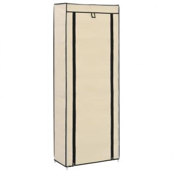 Schuhschrank mit Abdeckung Cremeweiß 57 x 29 x 162 cm Stoff   