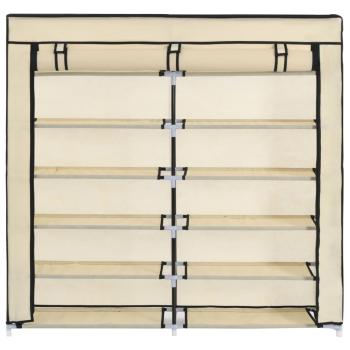 Schuhschrank mit Abdeckung Cremeweiß 115 x 28 x 110 cm Stoff