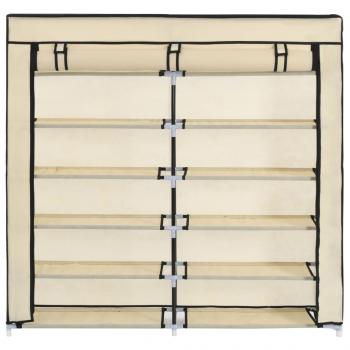 Schuhschrank mit Abdeckung Cremeweiß 115 x 28 x 110 cm Stoff