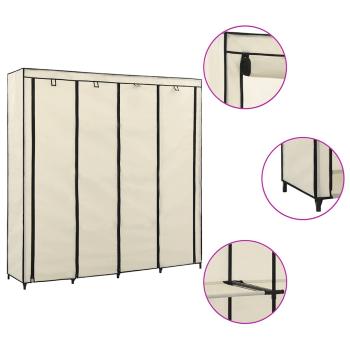 Kleiderschrank mit 4 Fächern Creme 175 x 45 x 170 cm