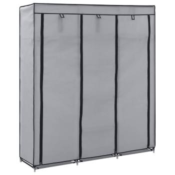 Kleiderschrank mit Fächern und Stangen Grau 150x45x175cm Stoff