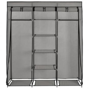 Kleiderschrank mit Fächern und Stangen Grau 150x45x175cm Stoff