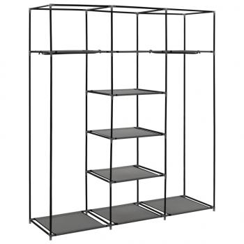 Kleiderschrank mit Fächern und Stangen Grau 150x45x175cm Stoff