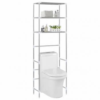 ARDEBO.de - Toilettenregal 3 Ablagen Silbern 53x28x169 cm