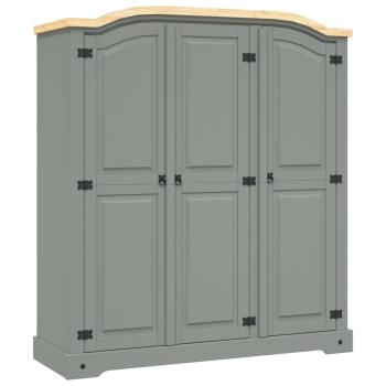 Kleiderschrank Mexiko-Stil Kiefernholz 3 Türen Grau