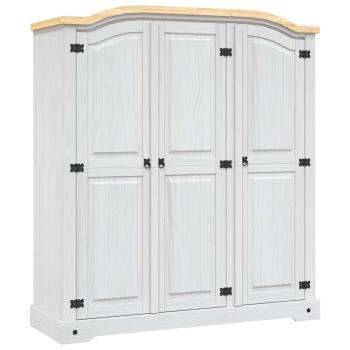 Kleiderschrank Mexiko-Stil Kiefernholz 3 Türen Weiß