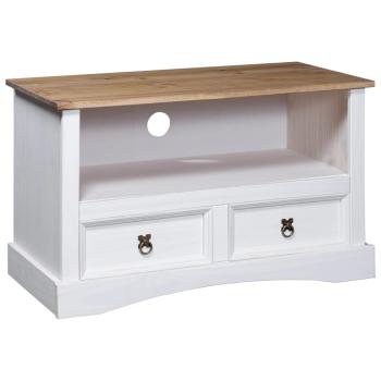 ARDEBO.de - TV-Schrank Mexiko-Stil Kiefernholz Weiß 91x43x56 cm
